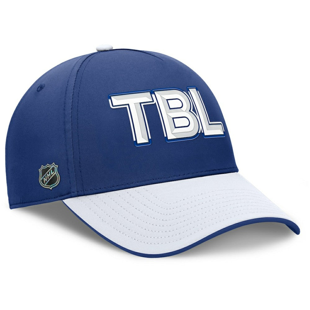Tampa Bay Lightning Fanatics Authentic Pro Rink Team Code Flex Hat - Blue/White Hats