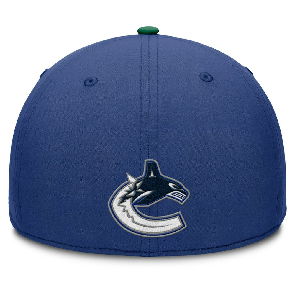 Vancouver Canucks Fanatics Authentic Pro Rink Team Code Flex Hat - Blue/Green Hats