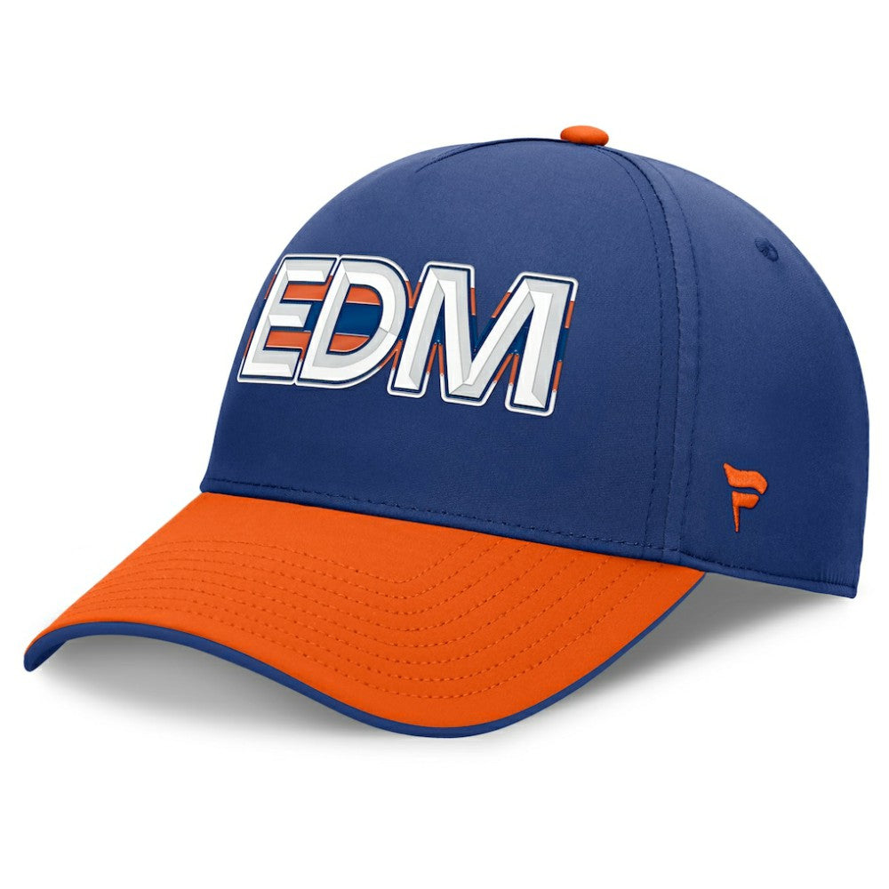 Edmonton Oilers Fanatics Authentic Pro Rink Team Code Flex Hat - Royal/Orange Hats