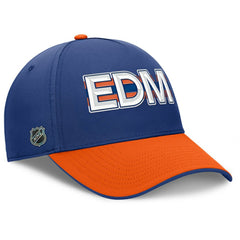 Edmonton Oilers Fanatics Authentic Pro Rink Team Code Flex Hat - Royal/Orange Hats
