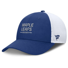 Toronto Maple Leafs Fanatics Authentic Pro Rink Lockup Adjustable Trucker Hat - Blue/White Hats