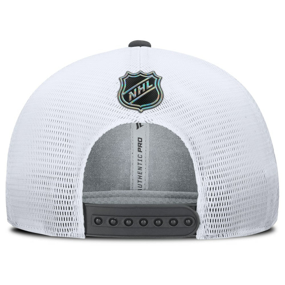 Vegas Golden Knights Fanatics Authentic Pro Rink Lockup Adjustable Trucker Hat - Gray/White Hats