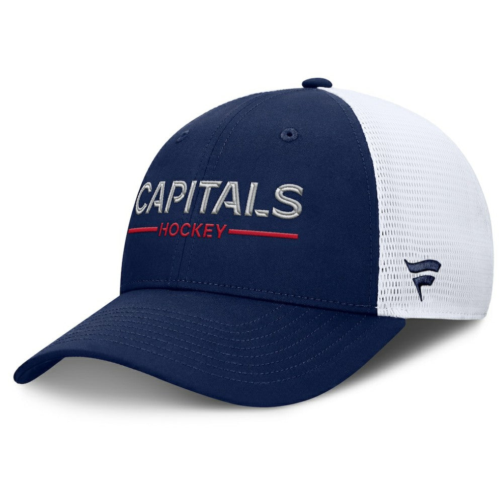 Washington Capitals Fanatics Authentic Pro Rink Lockup Adjustable Trucker Hat - Navy/White Hats