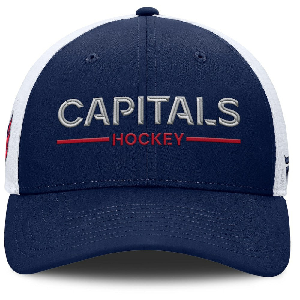 Washington Capitals Fanatics Authentic Pro Rink Lockup Adjustable Trucker Hat - Navy/White Hats