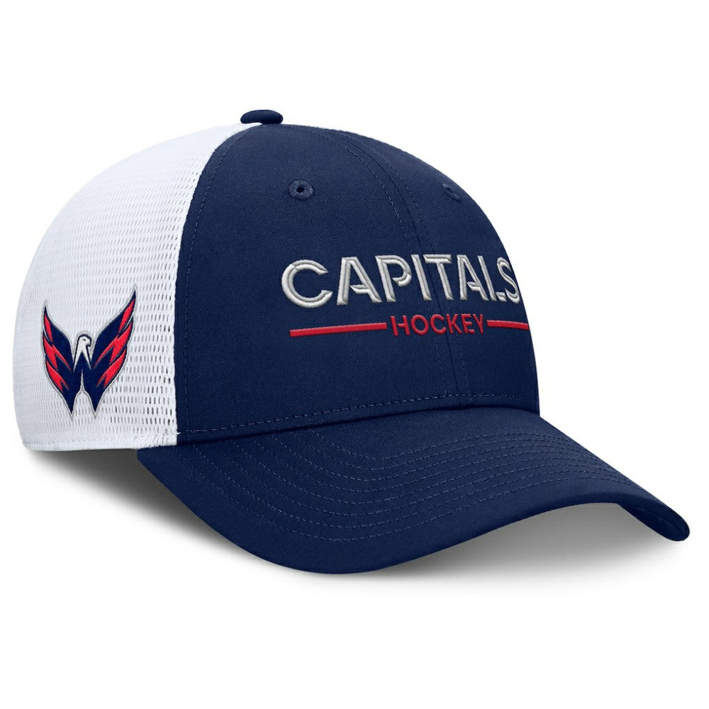 Washington Capitals Fanatics Authentic Pro Rink Lockup Adjustable Trucker Hat - Navy/White Hats