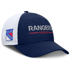 New York Rangers Fanatics Authentic Pro Rink Lockup Adjustable Trucker Hat - Navy/White Hats