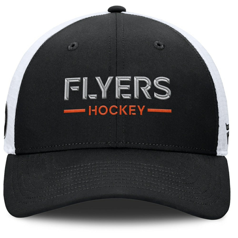 Philadelphia Flyers Fanatics Authentic Pro Rink Lockup Adjustable Trucker Hat - Black/White Hats