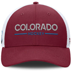 Colorado Avalanche Fanatics Authentic Pro Rink Lockup Adjustable Trucker Hat - Burgundy/White Hats