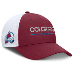 Colorado Avalanche Fanatics Authentic Pro Rink Lockup Adjustable Trucker Hat - Burgundy/White Hats