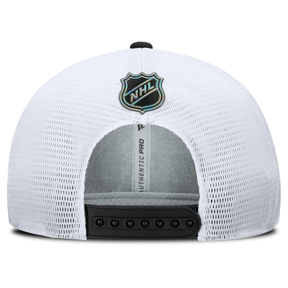 Los Angeles Kings Fanatics Authentic Pro Rink Lockup Adjustable Trucker Hat - Black/White Hats