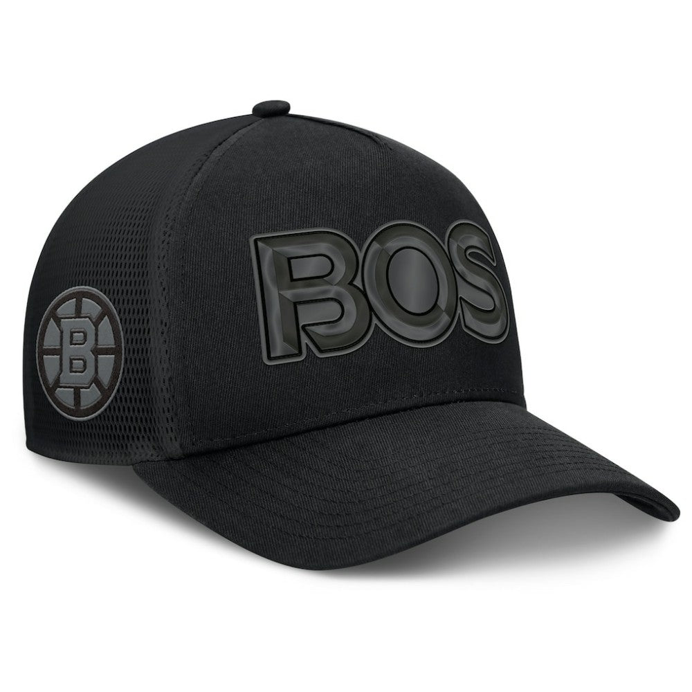 Boston Bruins Fanatics Authentic Pro Road Team Code Trucker Adjustable Hat - Black Hats
