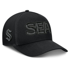 Seattle Kraken Fanatics Authentic Pro Road Team Code Trucker Adjustable Hat - Black Hats