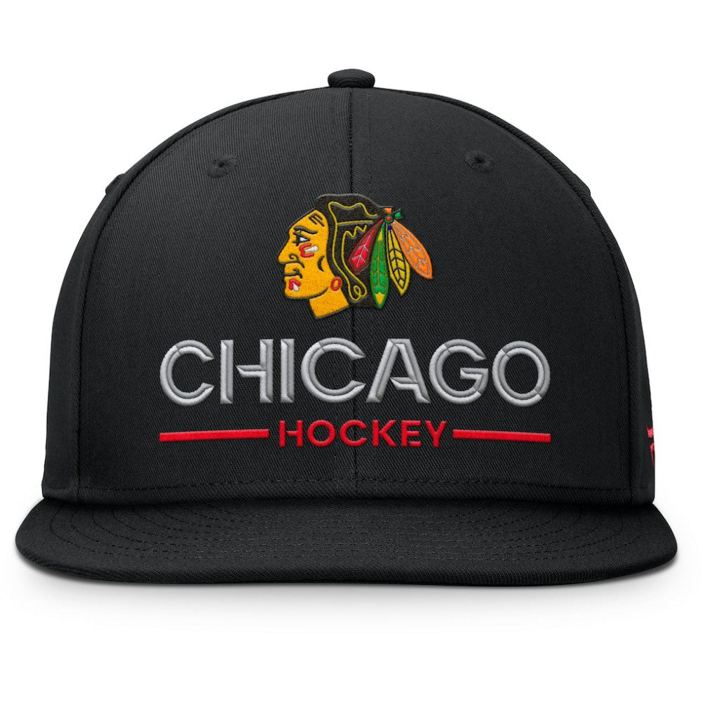 Chicago Blackhawks Fanatics Authentic Pro Rink Lockup Snapback Hat - Black Hats