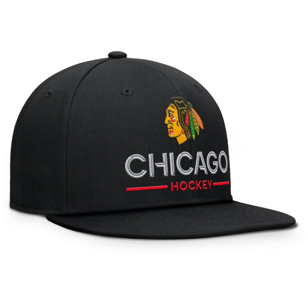 Chicago Blackhawks Fanatics Authentic Pro Rink Lockup Snapback Hat - Black Hats