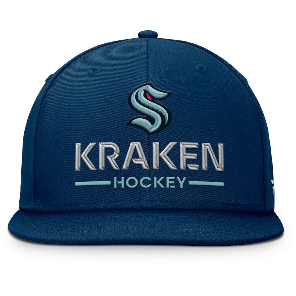 Seattle Kraken Fanatics Authentic Pro Rink Lockup Snapback Hat - Deep Sea Blue Hats