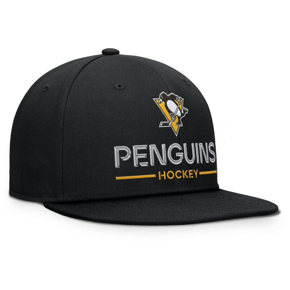 Pittsburgh Penguins Fanatics Authentic Pro Rink Lockup Snapback Hat - Black Hats