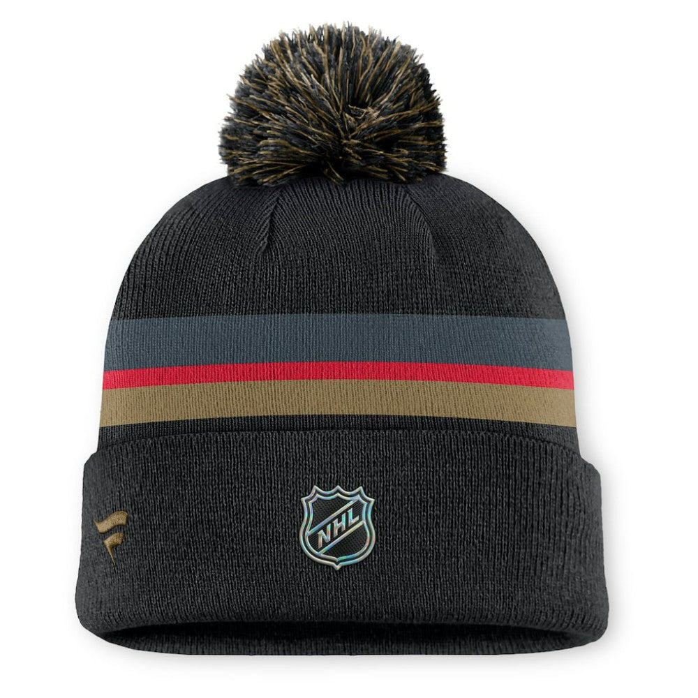 Vegas Golden Knights Fanatics Authentic Pro Rink Cuffed Knit Hat with Pom - Charcoal Hats