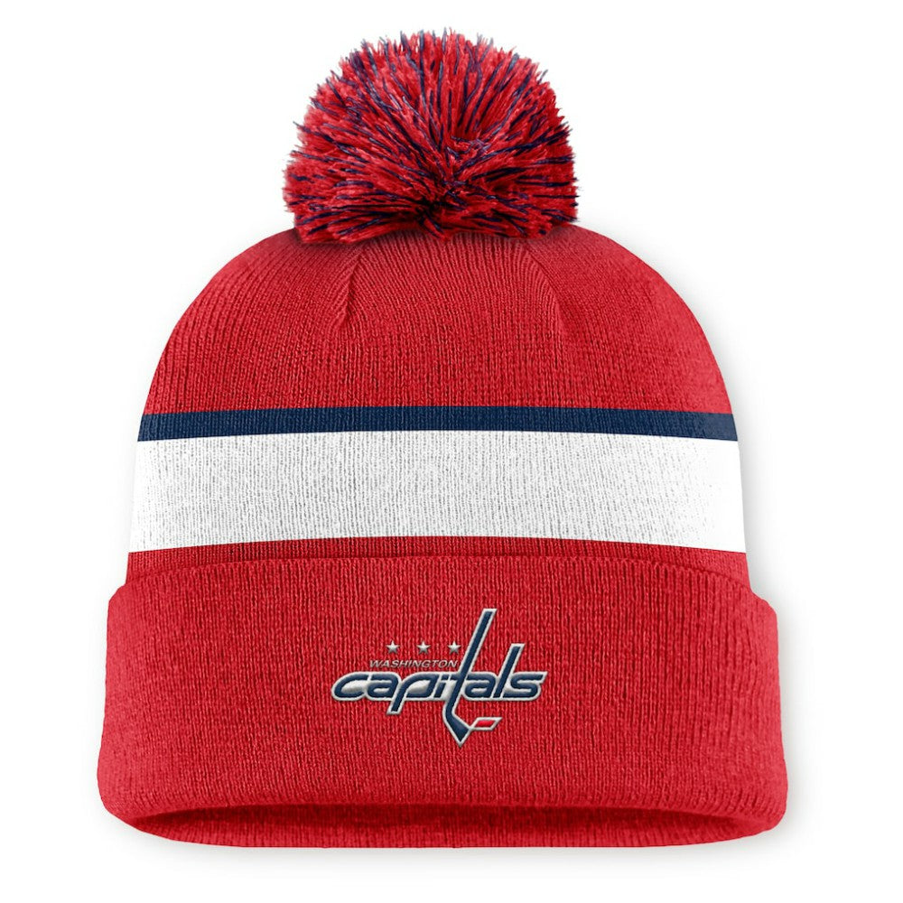 Washington Capitals Fanatics Authentic Pro Rink Cuffed Knit Hat with Pom - Red Hats