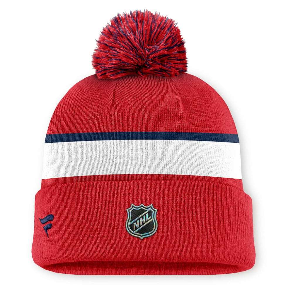 Washington Capitals Fanatics Authentic Pro Rink Cuffed Knit Hat with Pom - Red Hats