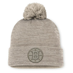 Boston Bruins Fanatics Authentic Pro Road Cuffed Knit Hat with Pom - Tan Hats