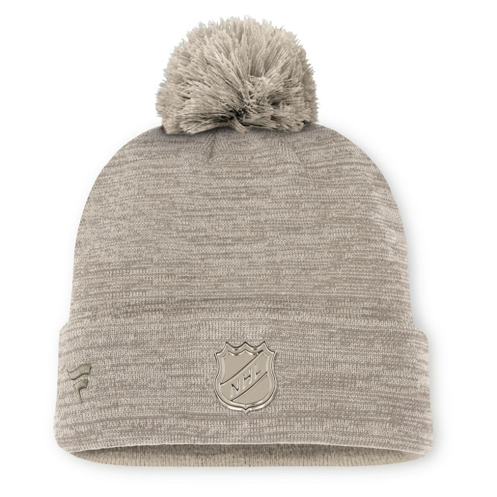 Boston Bruins Fanatics Authentic Pro Road Cuffed Knit Hat with Pom - Tan Hats