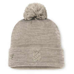 Pittsburgh Penguins Fanatics Authentic Pro Road Cuffed Knit Hat with Pom - Tan Hats