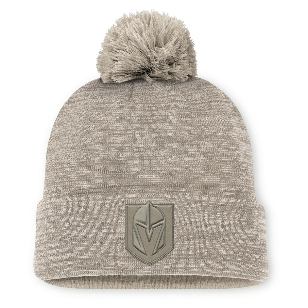 Vegas Golden Knights Fanatics Authentic Pro Road Cuffed Knit Hat with Pom - Tan Hats