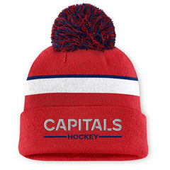 Washington Capitals Fanatics Women's Authentic Pro Rink Cuffed Knit Hat with Pom - Red Hats