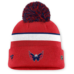 Washington Capitals Fanatics Women's Authentic Pro Rink Cuffed Knit Hat with Pom - Red Hats