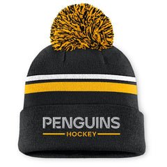 Pittsburgh Penguins Fanatics Women's Authentic Pro Rink Cuffed Knit Hat with Pom - Black Hats