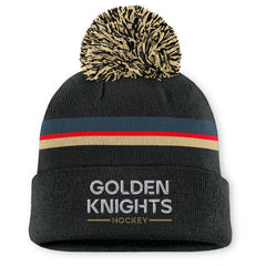 Vegas Golden Knights Fanatics Women's Authentic Pro Rink Cuffed Knit Hat with Pom - Black Hats