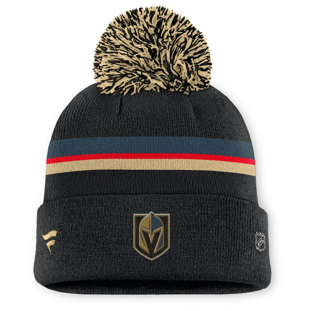 Vegas Golden Knights Fanatics Women's Authentic Pro Rink Cuffed Knit Hat with Pom - Black Hats