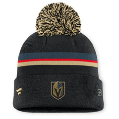 Vegas Golden Knights Fanatics Women's Authentic Pro Rink Cuffed Knit Hat with Pom - Black Hats