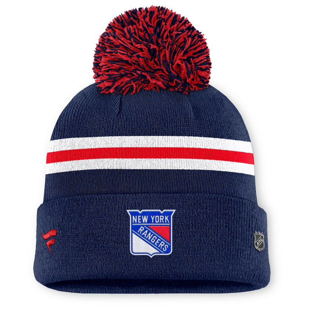 New York Rangers Fanatics Women's Authentic Pro Rink Cuffed Knit Hat with Pom - Navy Hats