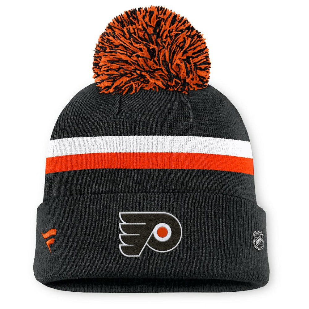 Philadelphia Flyers Fanatics Women's Authentic Pro Rink Cuffed Knit Hat with Pom - Black Hats