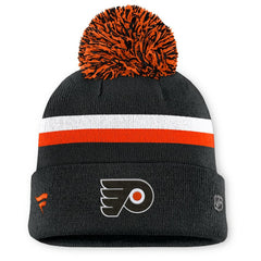 Philadelphia Flyers Fanatics Women's Authentic Pro Rink Cuffed Knit Hat with Pom - Black Hats