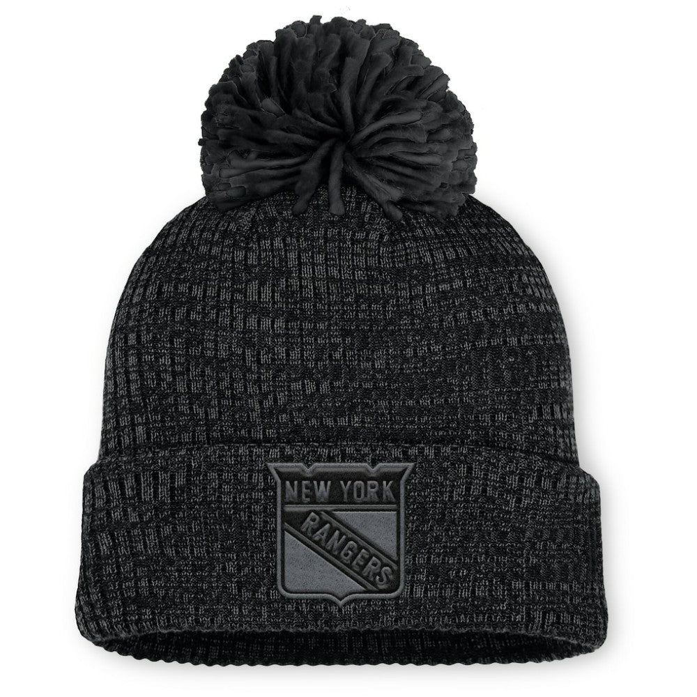 New York Rangers Fanatics Women's Authentic Pro Road Cuffed Knit Hat with Pom - Black Hats
