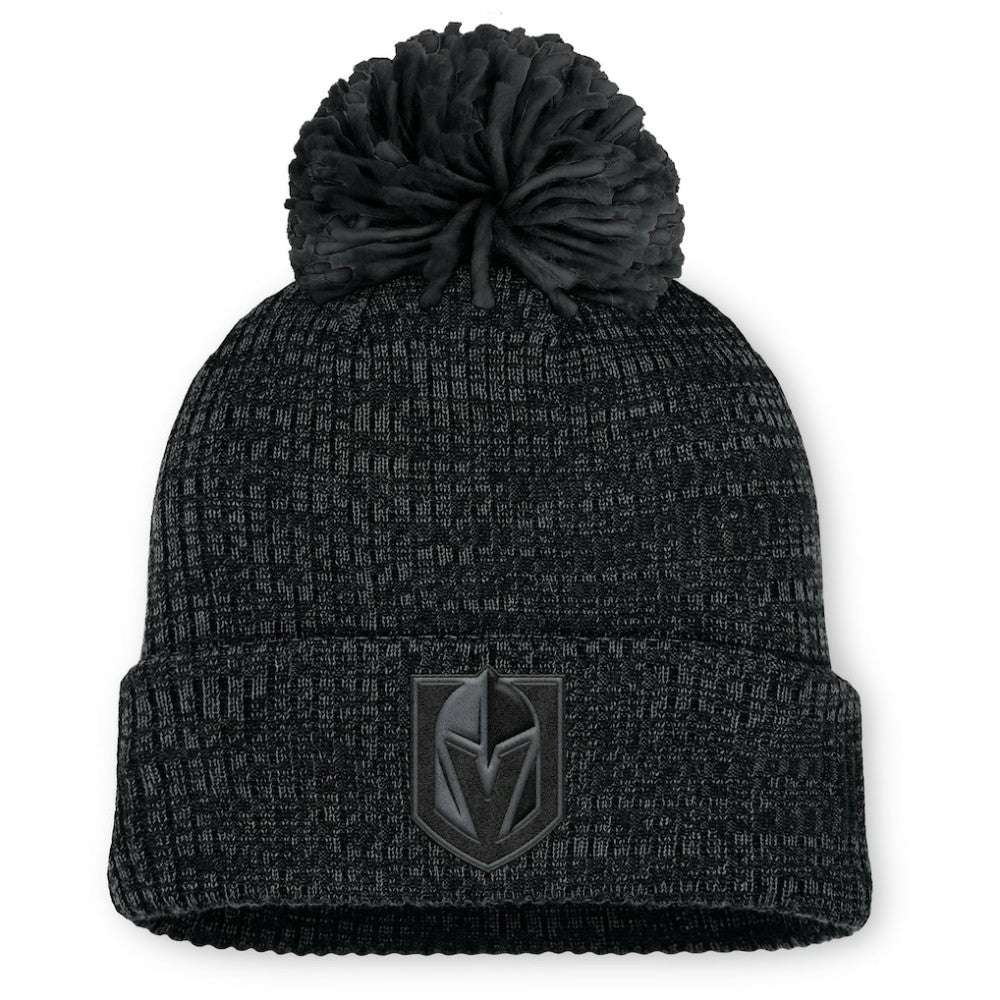 Vegas Golden Knights Fanatics Women's Authentic Pro Road Cuffed Knit Hat with Pom - Black Hats