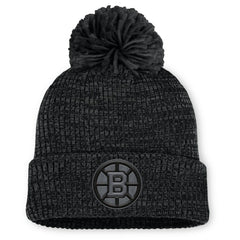 Boston Bruins Fanatics Women's Authentic Pro Road Cuffed Knit Hat with Pom - Black Hats