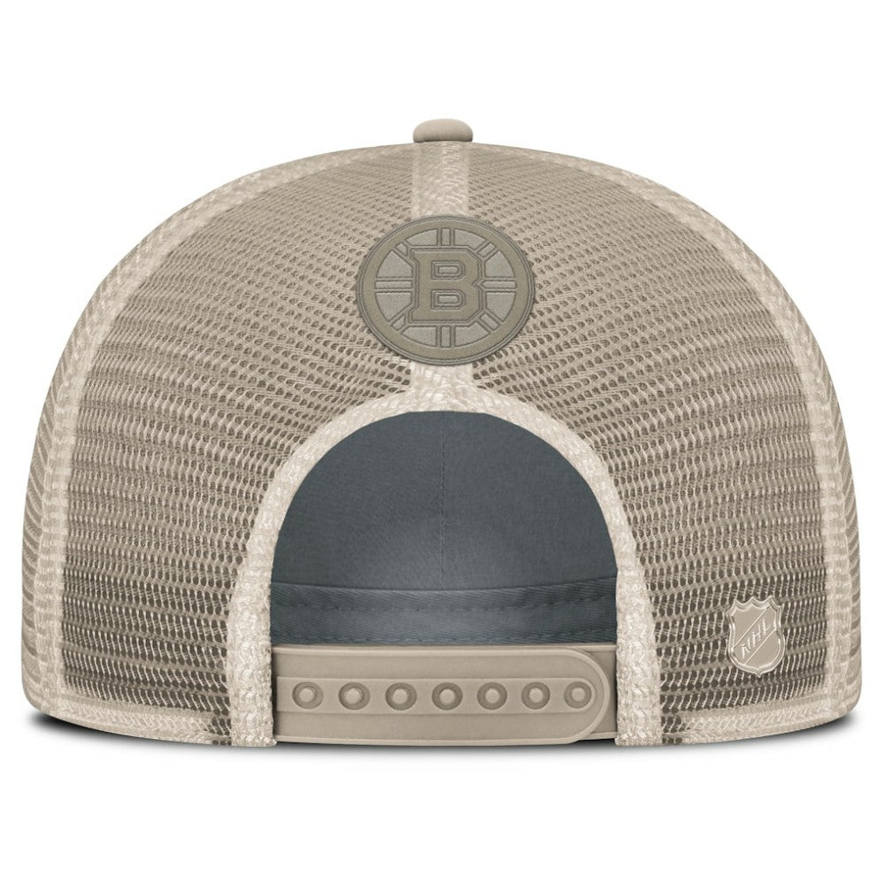 Boston Bruins Fanatics Women's Authentic Pro Road Trucker Adjustable Hat - Tan Hats