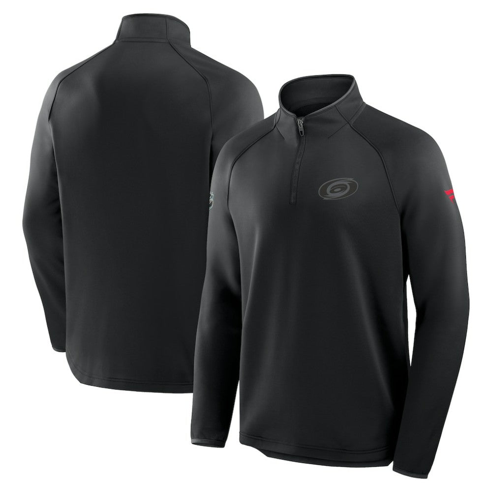 Carolina Hurricanes Fanatics Authentic Pro Tonal Rink Raglan Quarter-Zip Pullover - Black Pullover
