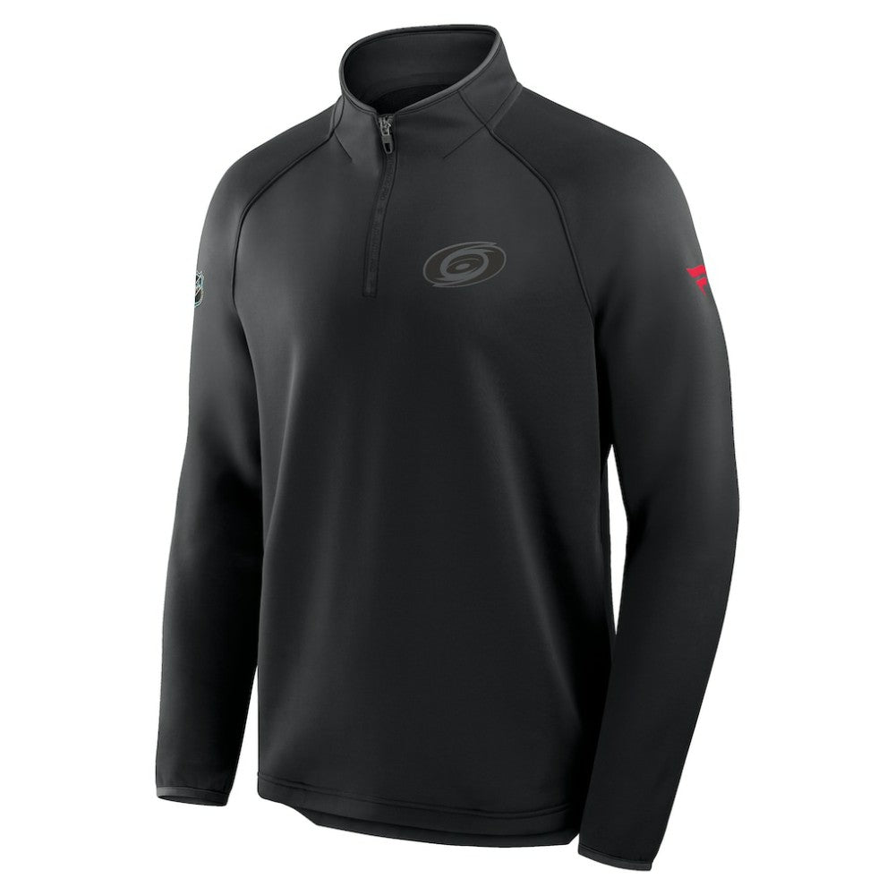 Carolina Hurricanes Fanatics Authentic Pro Tonal Rink Raglan Quarter-Zip Pullover - Black Pullover