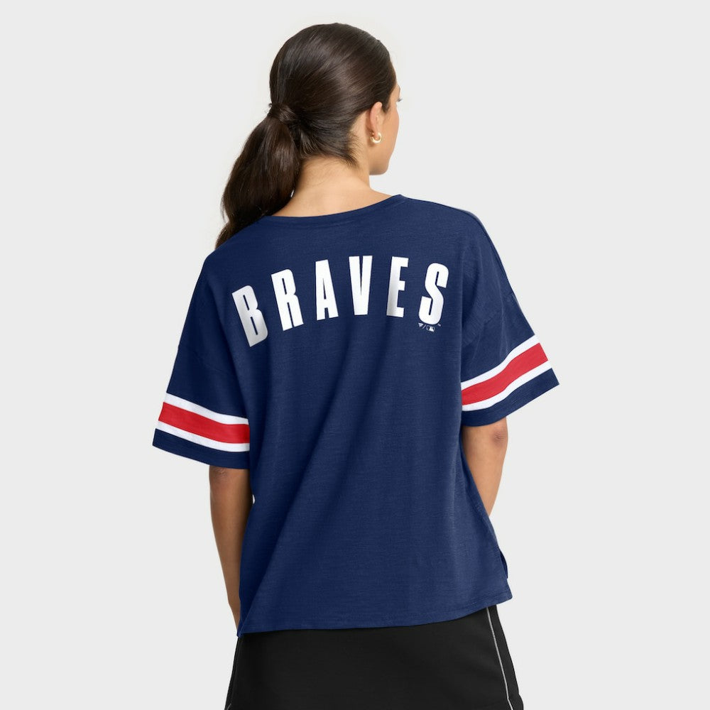 Atlanta Braves Women's Curl Route T-Shirt Navy