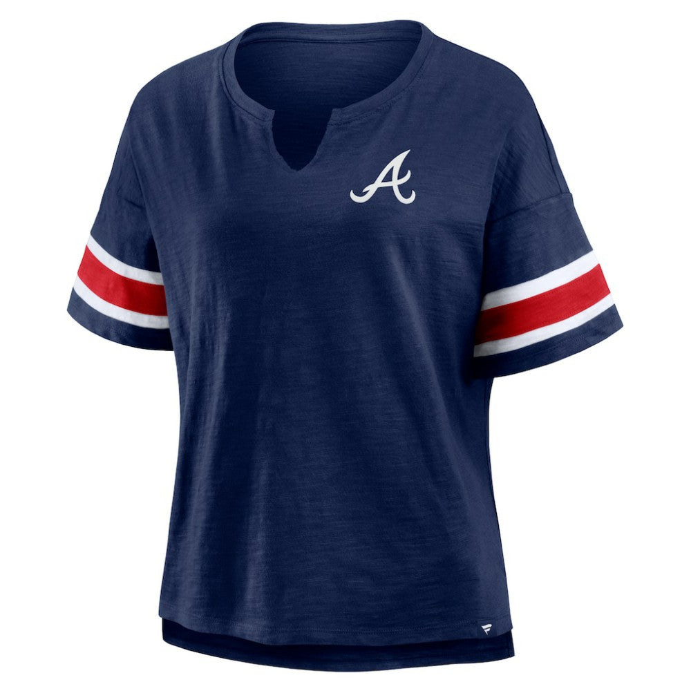 Atlanta Braves Women's Curl Route T-Shirt Navy