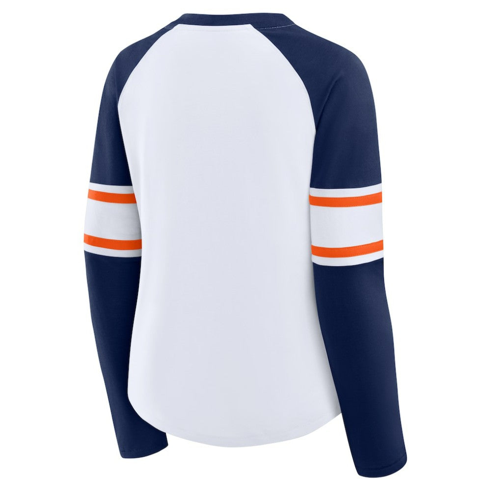 Houston Astros Women's Blitz Package Raglan Lace-Up V-Neck Long Sleeve T-Shirt White/Navy