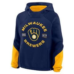 Milwaukee Brewers Women's Oversized Time to Win Pullover Hoodie Navy