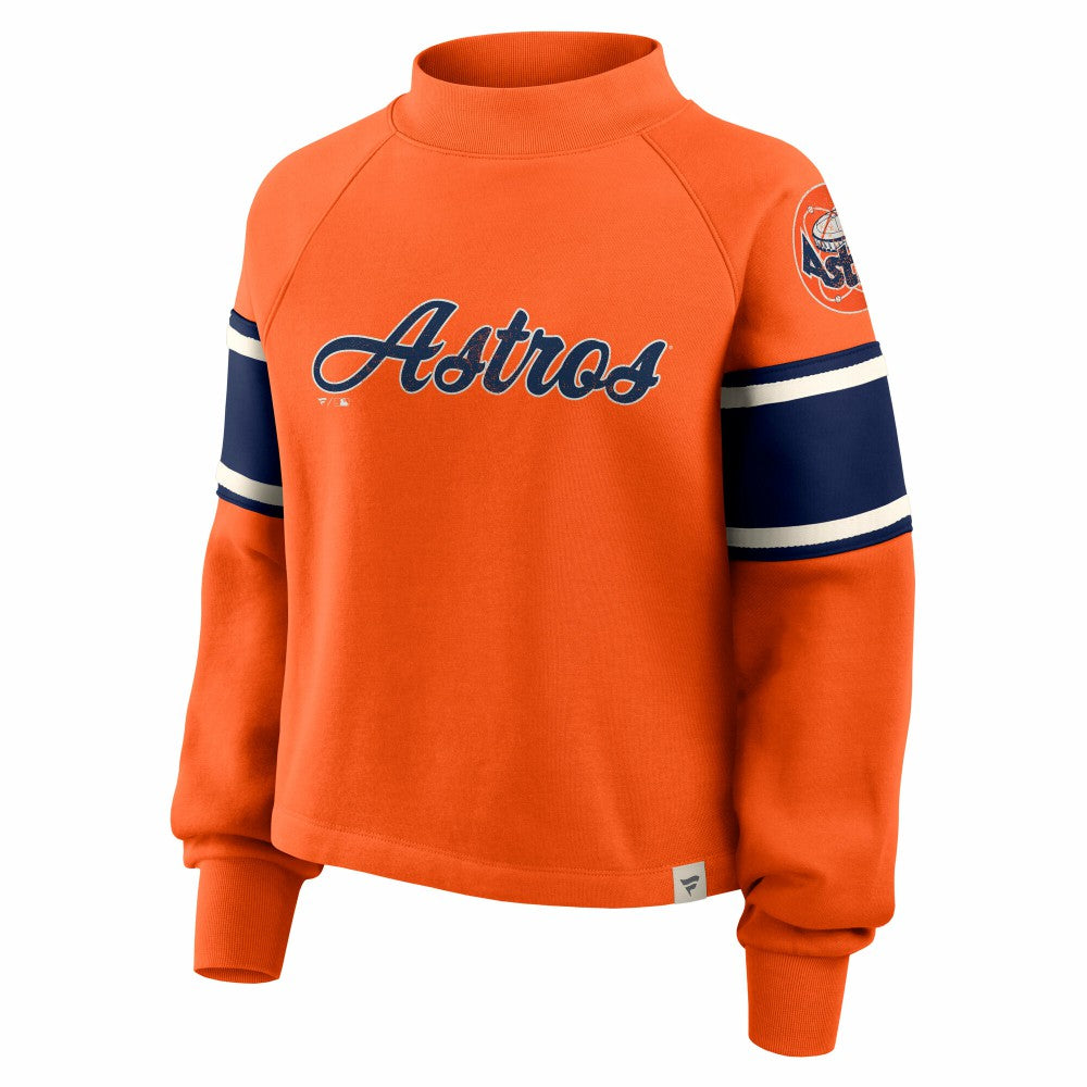 Houston Astros Women's Oversized Toss Sweep Raglan Pullover Sweatshirt Orange