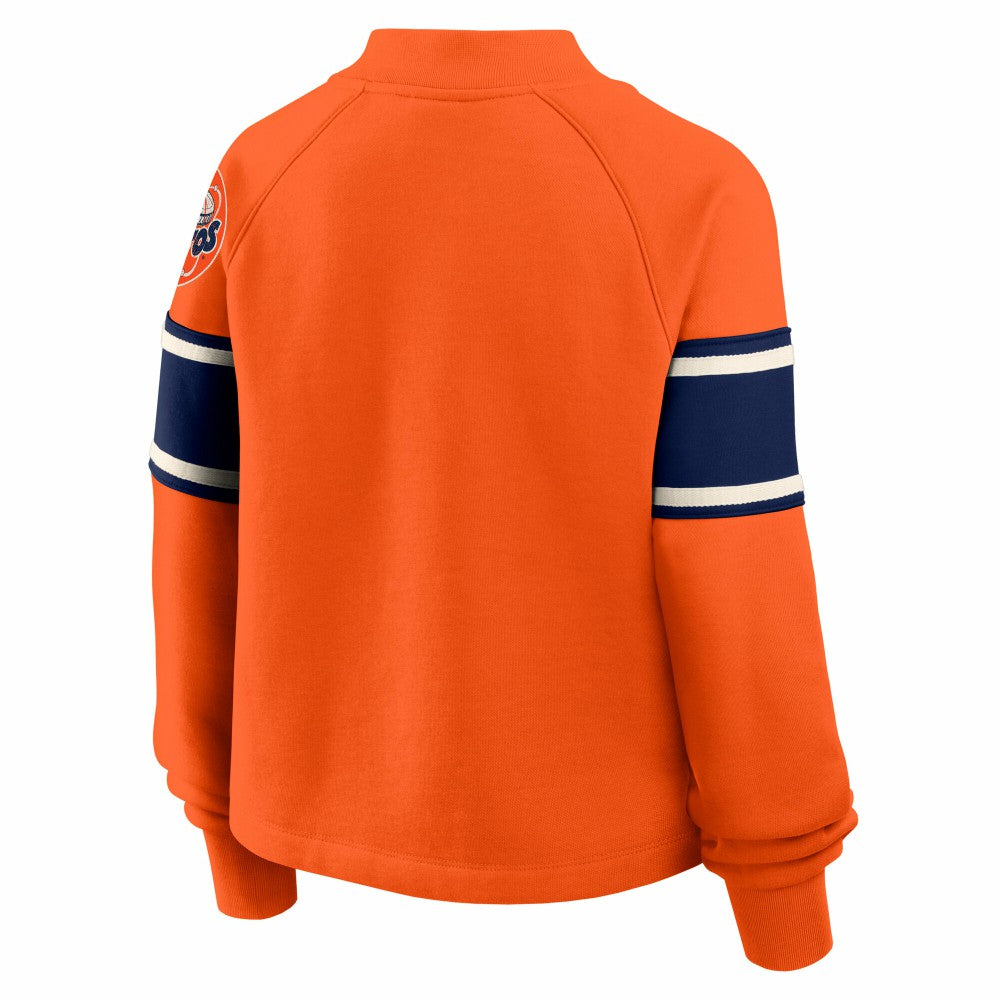 Houston Astros Women's Oversized Toss Sweep Raglan Pullover Sweatshirt Orange
