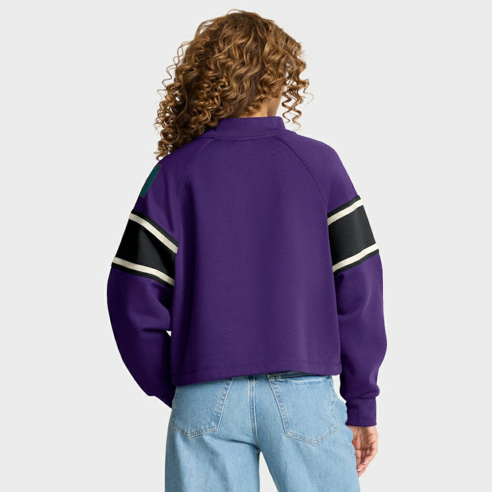 Arizona Diamondbacks Women's Oversized Toss Sweep Raglan Pullover Sweatshirt Purple