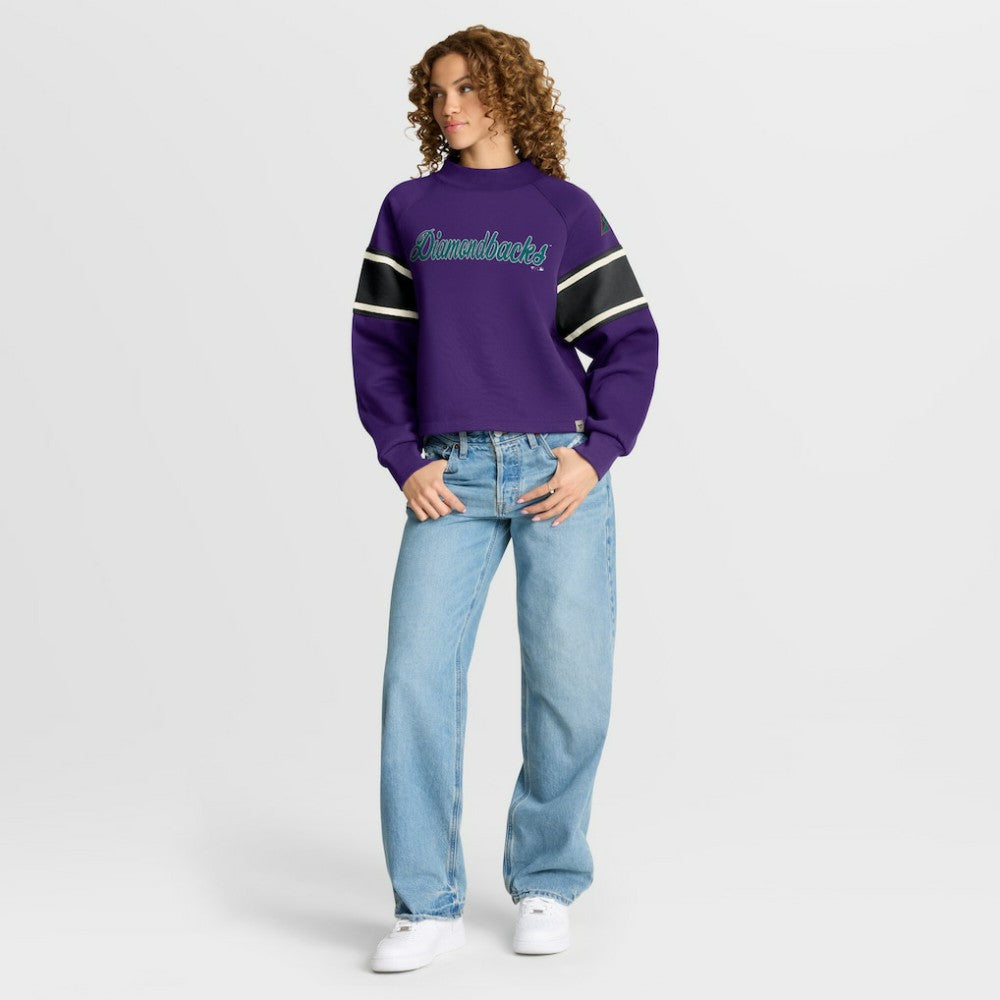 Arizona Diamondbacks Women's Oversized Toss Sweep Raglan Pullover Sweatshirt Purple